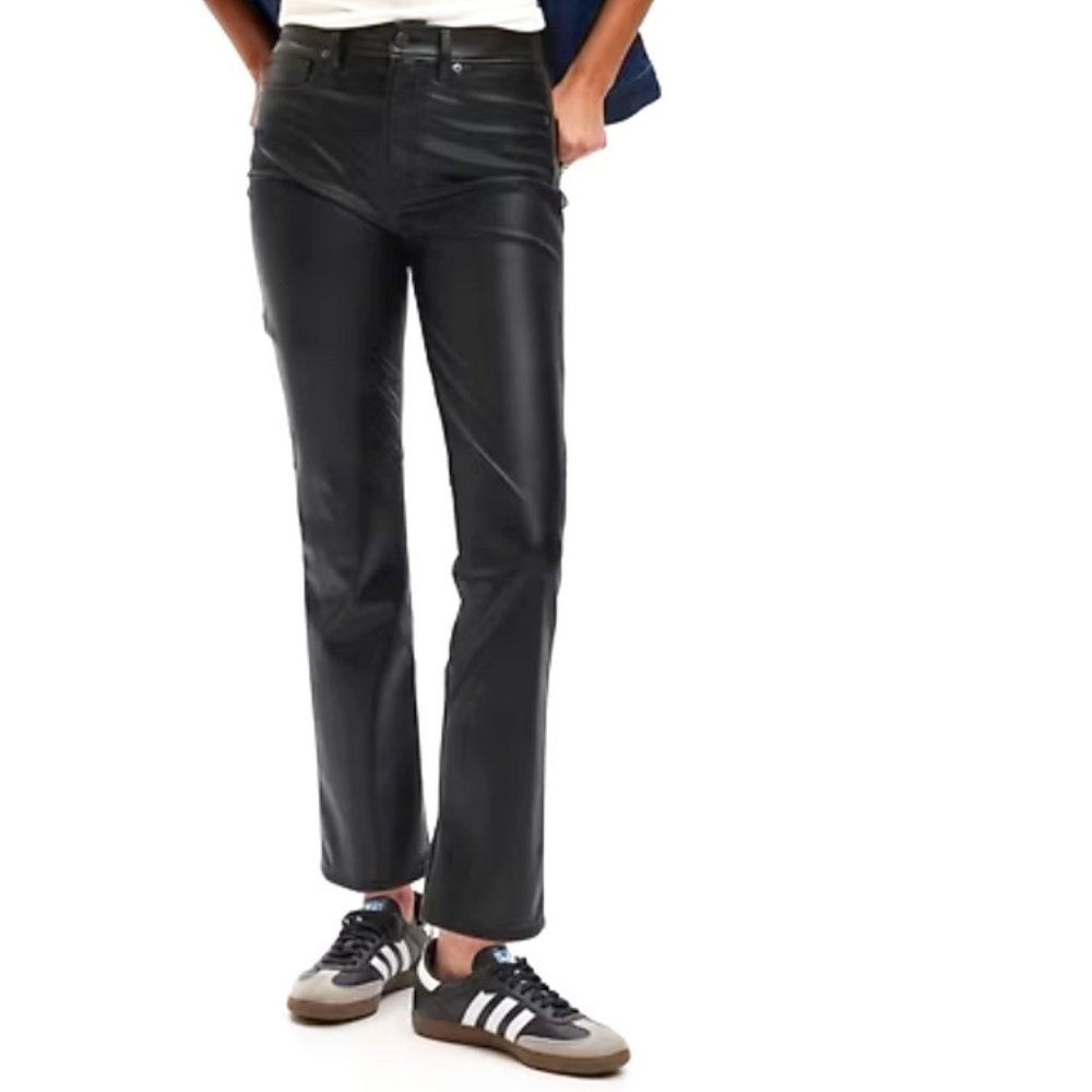 GAP Vintage High Rise Slim Vegan Leather Black Jeans Sz 27